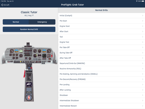 PreFlight Grob Tutor interactive cockpit training screen